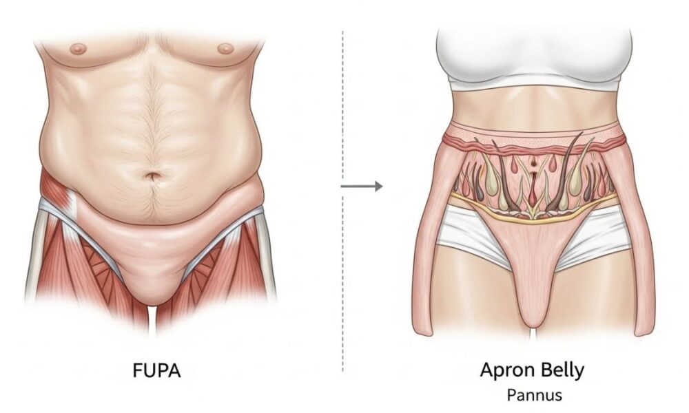 What are FUPA: How to Distinguish Stubborn Pubic Fat from an Apron Belly
